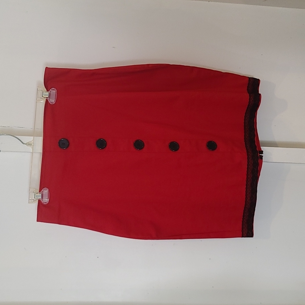 RockSteady XL Pencil Skirt Red n Black